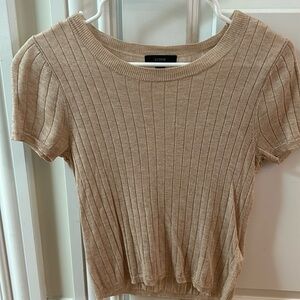 J. Crew Silk-cashmere cropped T-shirt in tan